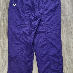 Vintage Russell Athletic Mens 2XL Purple Baggy Lined Windbreaker Track Pants Y2K